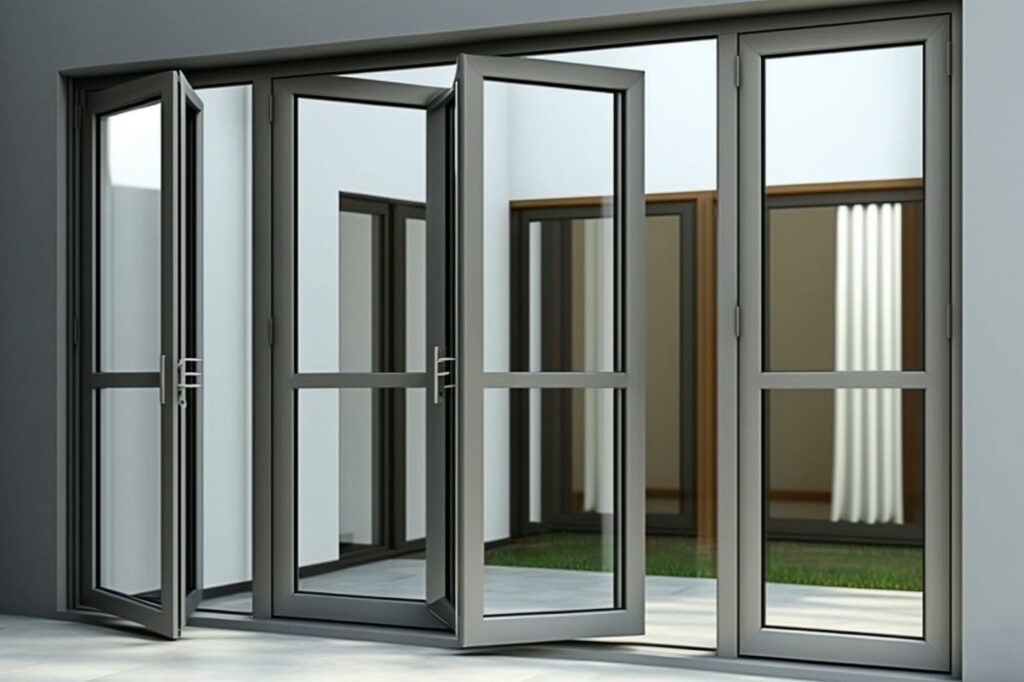 Aluminum folding doors for sale, showcasing durability and style, complementing aluminum windows and street car windows.